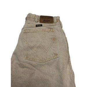 VTG Wrangler Rugged Wear Jeans Made/USA Color/Tan Lined Quilted Flannel 34x32